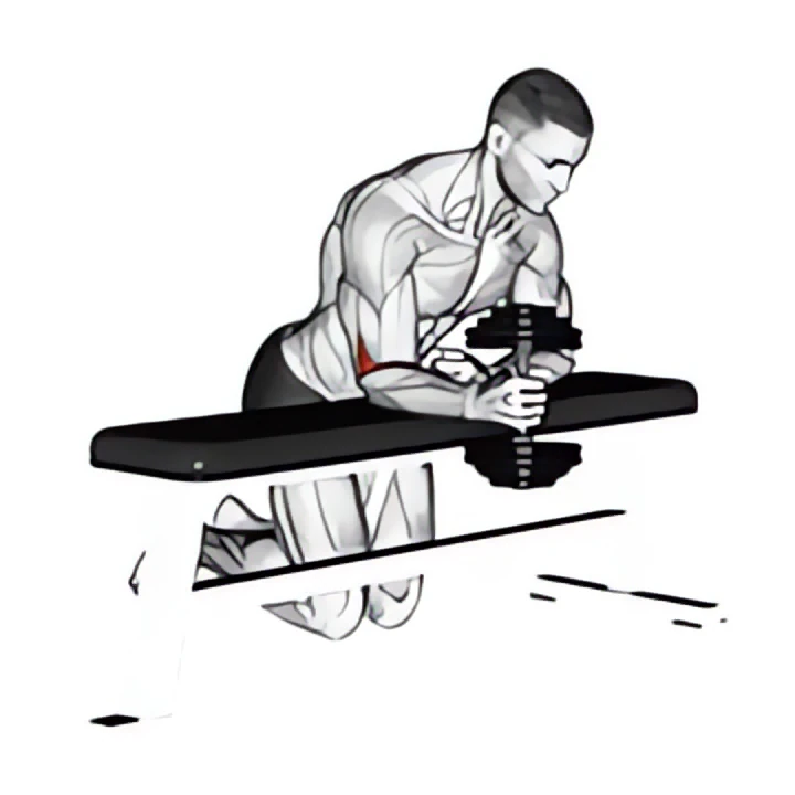 dumbbell over bench one arm neutral wrist curl