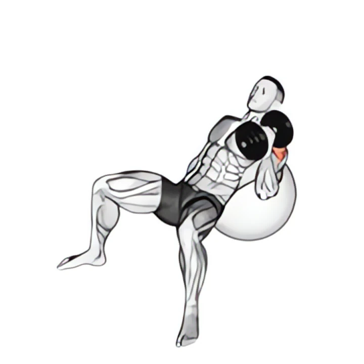 dumbbell incline one arm hammer press on exercise ball